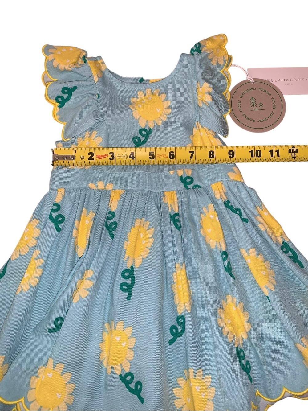 🌻 Stella McCartney Kids NWT Sunflower Scallop Dress - 9M - Picture 3 of 10